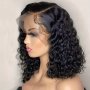 13X4 Curly Short Bob Wigs 25.4-40.64 Cm Lace Front Human Hair Deep Wave Wig Brazilian Pre Plucked Remy Closure Wigs For Women