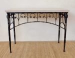 Cream & White Oblong Table Wooden Top Iron Legs – 82X115X53CM