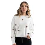 Eyelet Detail Knit Top - Cream L xl