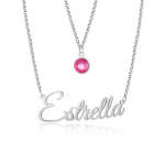 CNE109174 - Sterling Silver Layered Birthstone Name Necklace