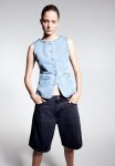 Bermuda Low Denim Shorts - Black