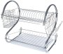 2-TIER Chrome Dish Drying Rack Organiser Space-saving Kitchen Drainer With Utensil Holder & Drip Tray Steel Dish Drying Kitchen Rack