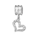 C1214-C11933 - 925 Sterling Silver Cz Heart Dangle European Charm Bead