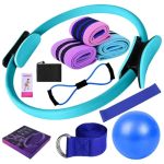 Pilates Essentials Kit For Women - Home Fitness Equipment Set Includes Pilates Ring Yoga Ball Resistance Bands Booty Bands For C