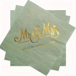 Mr & Mrs Elegant Wedding Napkins - 2-PLY Disposable Paper Napkins For Bridal Shower Reception Marriage Celebration Adventure Beg
