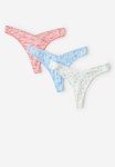 Cotton On Organic Cotton Pointelle G String 3 Pack - Multi