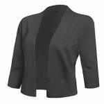 Aamilife Women's 3 4 Sleeve Cropped Cardigans Sweaters Jackets Open Front Short Shrugs For Dresses Small Charcoalgrey