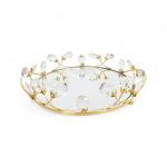Golden Serving Tray With Flower Set Of 3