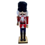 Wooden Nutcracker With Black Hat Red 36CM