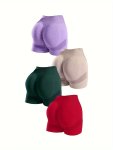4PCS Yoga Sports Shorts High Waist Tummy Control Stretchy Shorts Butt Lifting Seamless Quick Drying Fitness Pants