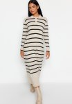 Modest Striped Knitwear Dress - Neutral