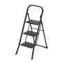 Folding Step Ladder - Steel & Plastic - 2 Steps - Black
