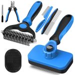 Augwind 7 In 1 Pet Grooming Kit - Dog&cat Comb Deshedding Brush Nail Clipper With File Bath Brush - Premium Pet Supplies Black B