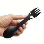 1PC/2PCS 10-IN-1 Stainless Steel Spork Portable Camping Utensil With Spoon Fork Can Opener Serrated Knife And Wrench Suitable Fo