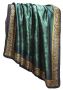 Lady's Satin Silky Scarf With Floral Pattern - Teal/brown