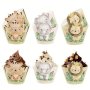 6PCS Jungle Forest Animal Cupcake Wrappers Green Forest Jungle Animals Happy Birthday Party Decorations Safari Wild One 1ST Birthday Supplies Paper Dessert Cake Topper