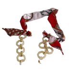 Glasses Chain - Red And White Ribbon White Stone Chain