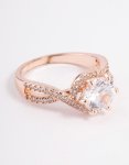 Rose Gold Round Infinity Halo Ring - M l