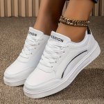 Women's Simple Versatile Skate Shoes Lightweight And Comfortable Lace Up Sport Shoes