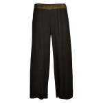 Lurex Waistband Wide Leg Pants - Black L xl