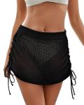 Eddoyee Swimsuit Coverup For Women Crochet Beach Cover Ups Sarong Bikini Swim Skirts Black