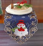 Granddeco Christmas Holiday Table Runner 13X36 Inches Embroidered Snowman And Snowflakes Pattern Festive Winter Dresser Scarf Ta