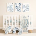 Cot Duvet Bedding Light Blue Hot Air Balloon