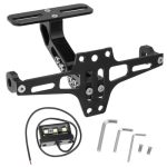Qwork Universal Motorcycle License Plate Bracket With LED Light Cnc Aluminum Adjustable Fender Eliminator Tail Tidy Kit Black Fi