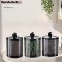 Apothecary Jars Bathroom Jar 10 Oz Black Plastic Holder Storage Box For Cotton Ball Swab Cotton Rounds Floss Picks Hair Clips And Ties Storage Box Organizer