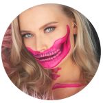 Tattoocrew 2 X Fantastic Plastic Pink Skull Face Temporary Tattoo Halloween Costume For Women And Men Adult