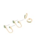 Goldair Gold Green Cubic Zirconia Floral Chain & Huggie Earrings 2-PACK