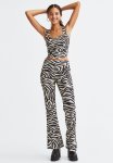 Glittery Flared Leggings - Black zebra Print