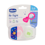 Chicco Soother Physio Air Lumi Silicone: 6-12 Months 2 Piece Pink & Lime
