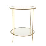 Round Gold Side Table With Glass Shelves