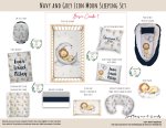 Cot Duvet Bedding Navy And Grey Lion Moon Sleeping Set
