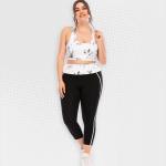 Plus Size Ladies Black Stripe Leggings - XXL