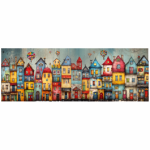 Tear Resistant Deco Print Whimsical Houses