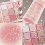 9-COLOR Eyeshadow Palette Pearly Glitter Finish Bright Rose Color Durable Waterproof Colorfast Eyeshadow Palette For Music Festi