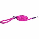 Rogz Rope Large 12MM Pink Reflective Fixed Dog Rope Lead Waggs Pet Shop