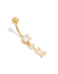Goldair Gold Plated Surgical Steel Multi-shaped Cubic Zirconias Belly Bar