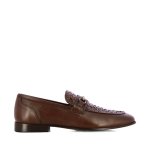Croc-embossed Slip Ons -tobacco