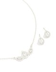 Silver Cubic Zirconia Petal Earrings & Necklace Pack