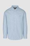 Mens Andy Textured Gingham Long Sleeves Tailored Shirt In Blue - Blue 4XL