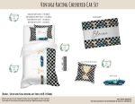 Kids Duvet Set Vintage Racing Checkered Car