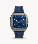 Fossil Inscription Three-hand Date Navy Silicone Men's Watch FS5979