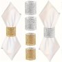 10PCS Elegant Rhinestone Napkin Buckle Shiny Napkin Ring For Dining Table Decoration Wedding Party Dinner Diy Decoration Party Supplies Delicate And Simple Decor Christmas