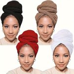 4PCS SET Soild Color Head Wraps For Women Afro Head Wrap Lightweight For Women Long Plain Turban Hair Scarf Scarves