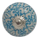 Ceramic Round Knob Blue & White Floral 5CM