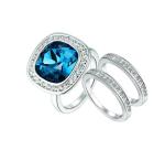 Diana 3 Piece Ring Set With Rhodium Plating Size 7 Embellished With Swarovski Crystals - Default