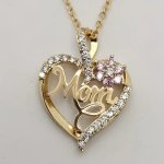 Creative Fashionable Elegant And Exquisite Heart-shaped "mom" Pendant Necklace Decoration Accessories Holiday Birthday Party Ann